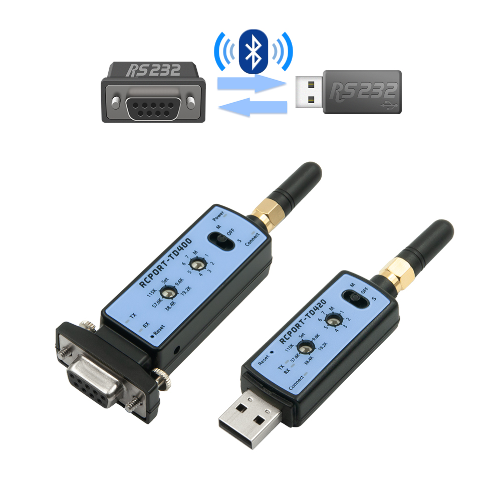 무선 시리얼통신 세트 배터리 내장형 RCPORT-TD410SET RS232+USB 컨버터 블루투스 어댑터 / 인투피온